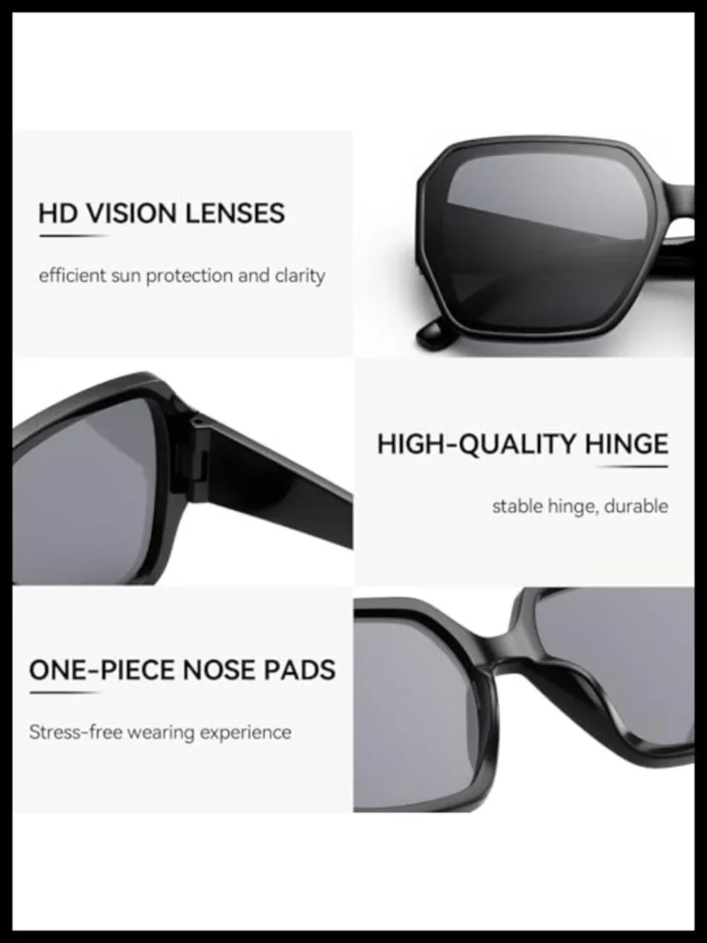 Oversized Square Sunglasses UV400 Protection for Women Men